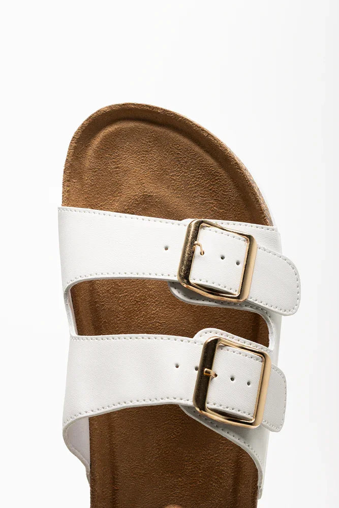 Double Strap Footbed Sandal White (4)