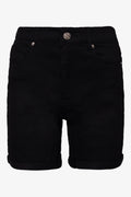 High Rise Denim Shorts Black