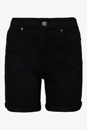 High Rise Denim Shorts Black