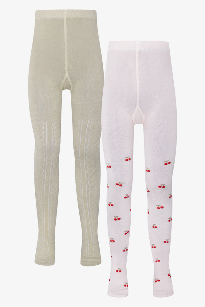 2 Pack Cherry Tights Sage And Pink