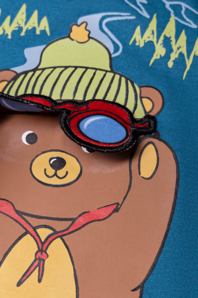 Bear Long Sleeve T-Shirt Teal (1)