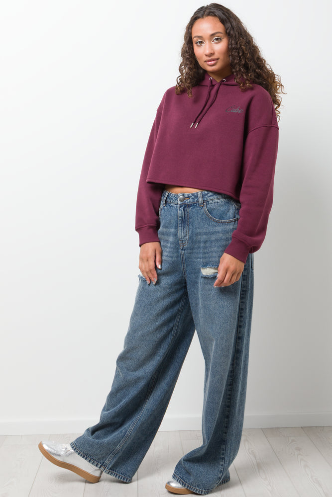 Crop Hoodie Burgundy