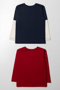 2 Pack Long Sleeve T-Shirts Navy And Red (3)