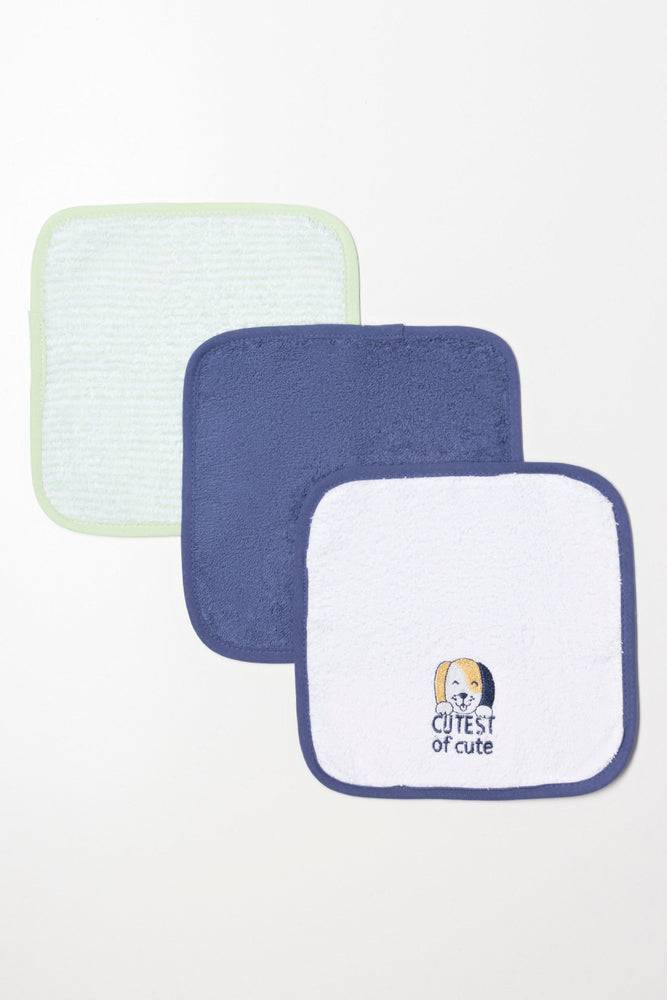 3 Pack Cool Puppy Face Cloths Blue