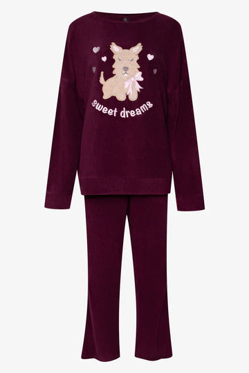 Furry Sweet Dreams Pyjama Set Burgundy