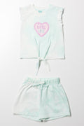 Tie Dye Shorts Set Light Green