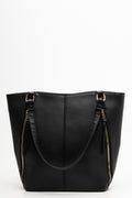 Diagonal Zip Tote Bag Black