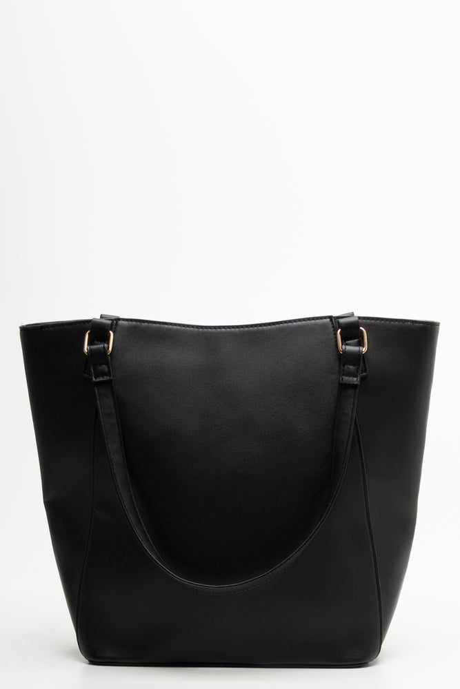 Diagonal Zip Tote Bag Black (2)