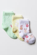 3 Pack Socks Purple, Yellow And Green