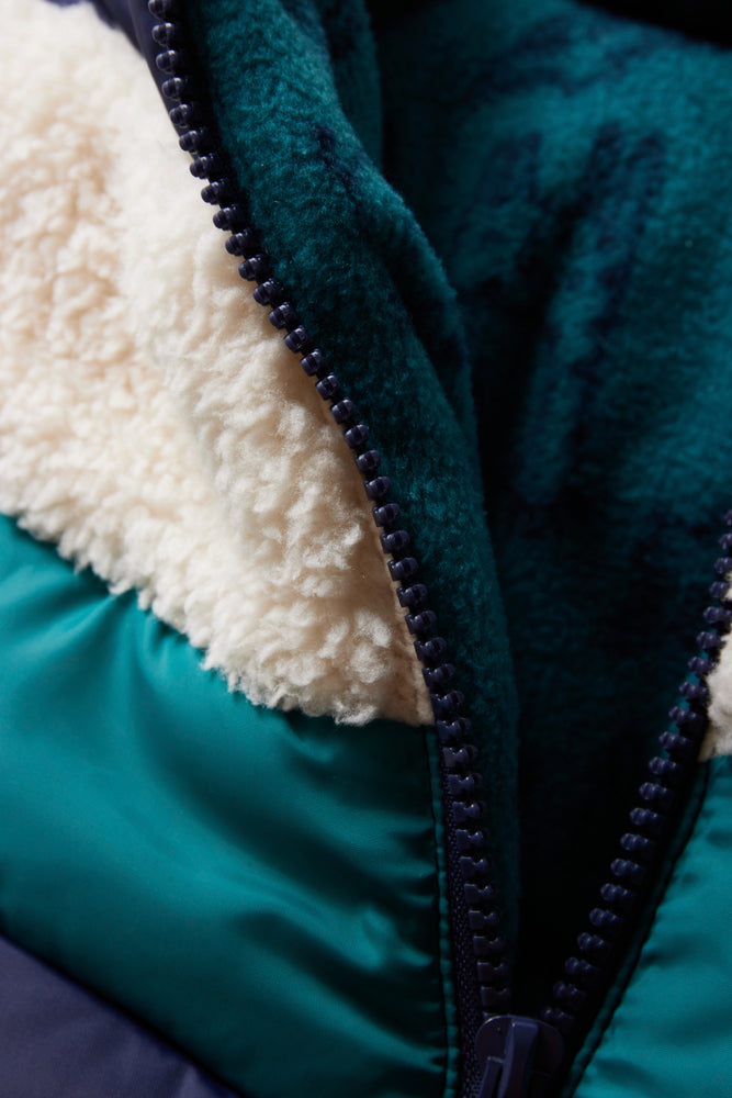 Hooded Sherpa Inset Jacket Blue