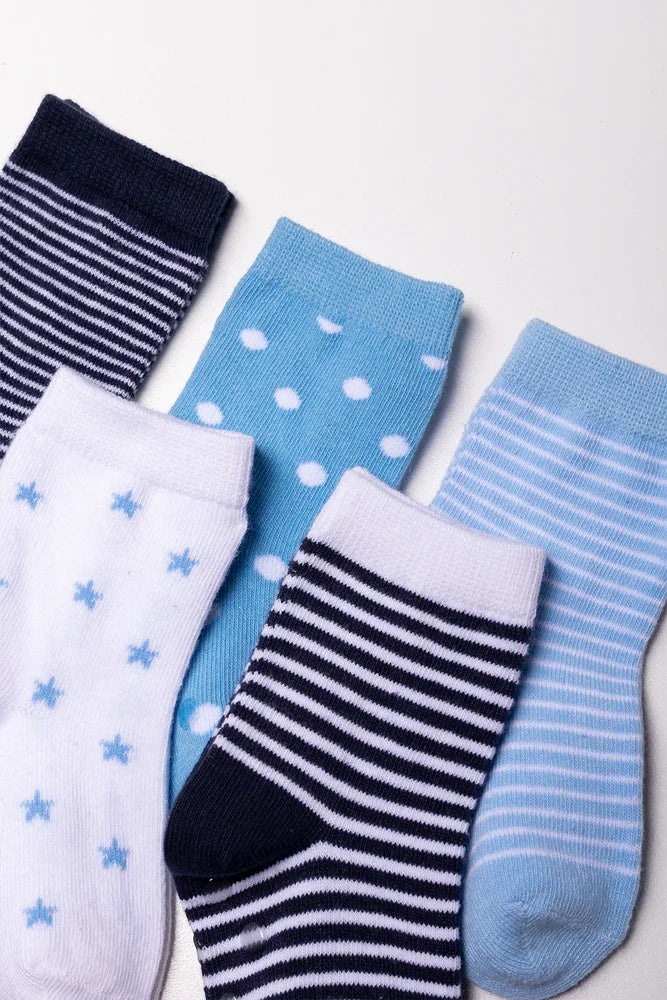 5 Pack Socks Blue, White And Navy
