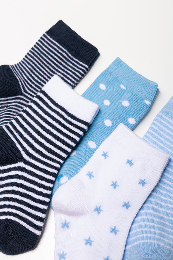 5 Pack Socks Blue, White And Navy