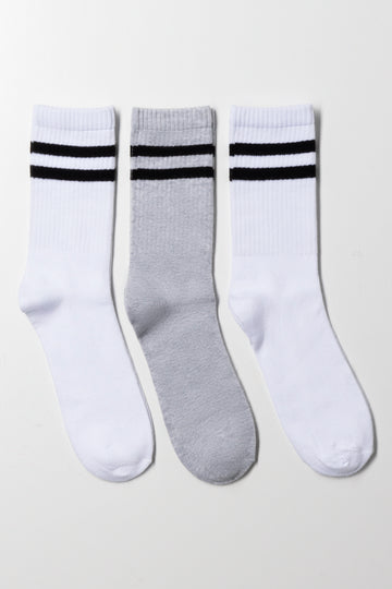 3 Pack Socks White And Grey