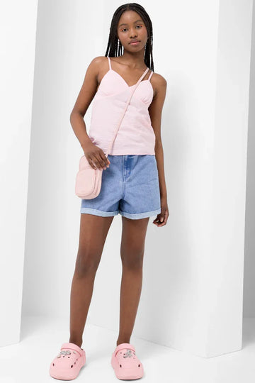 Strappy Cami T-Shirt Pink