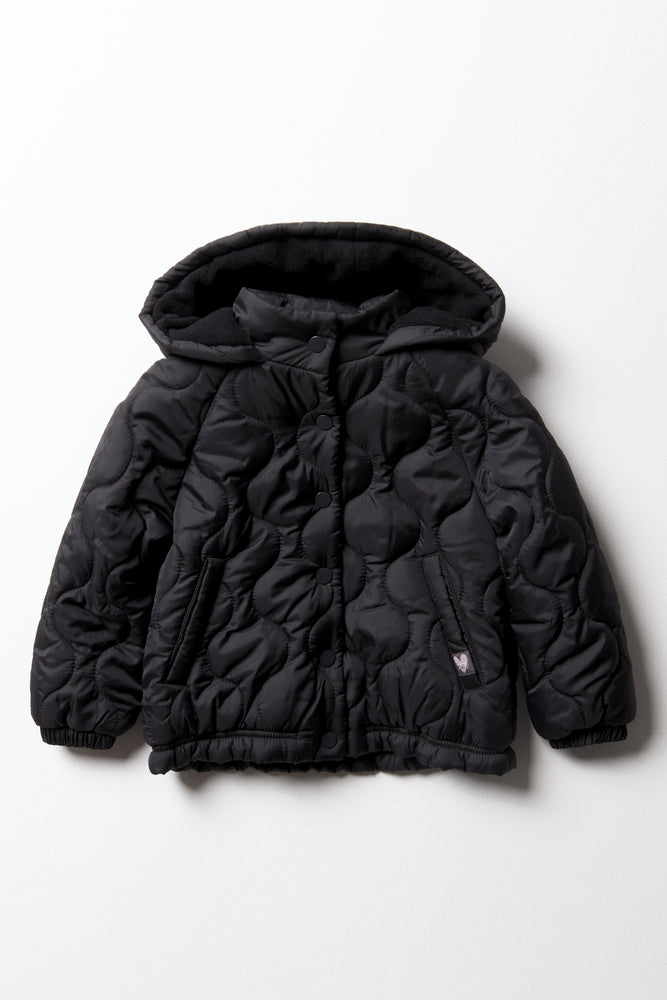 Hooded Quilted Jacket Black