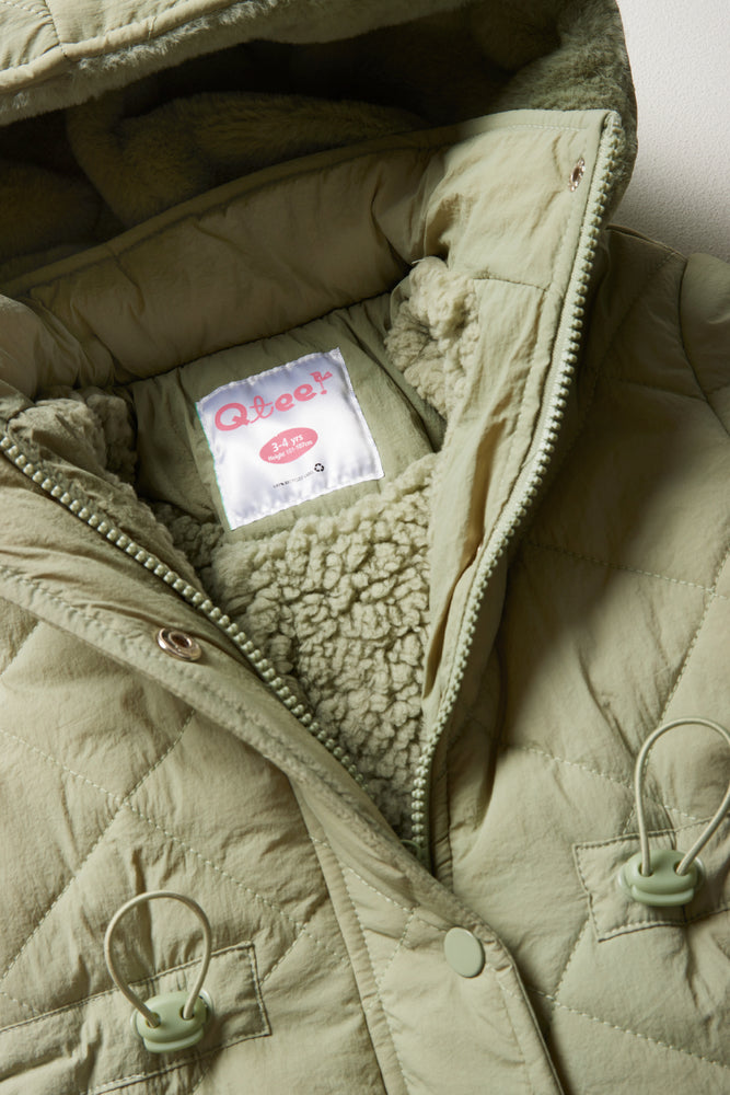 Hooded Quilted Parka Jacket Green