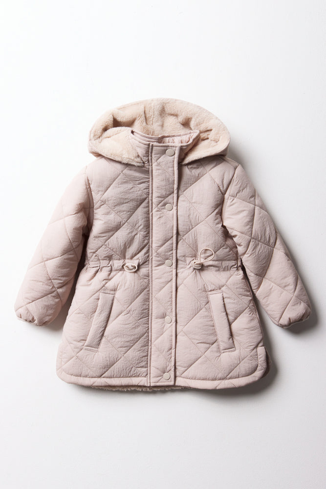 Hooded Quilted Parka Jacket Natural