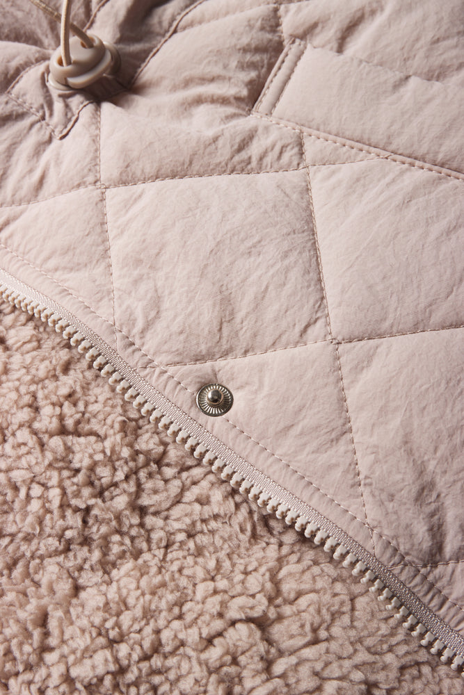 Hooded Quilted Parka Jacket Natural