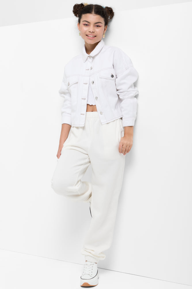 Trackpants With Elasticated Cuffs White