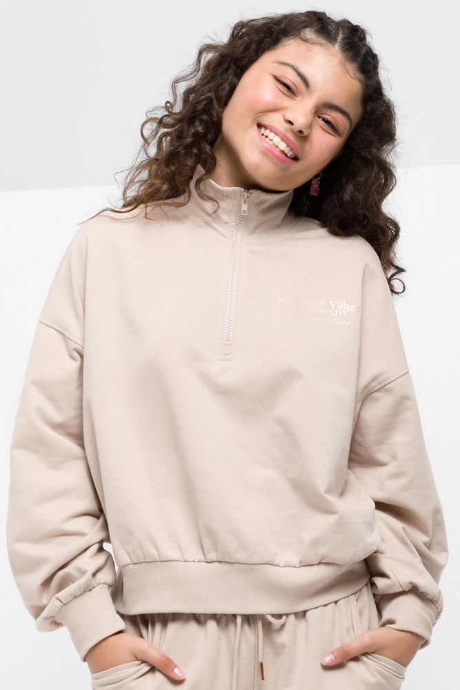 Quater Zip Tracktop Natural