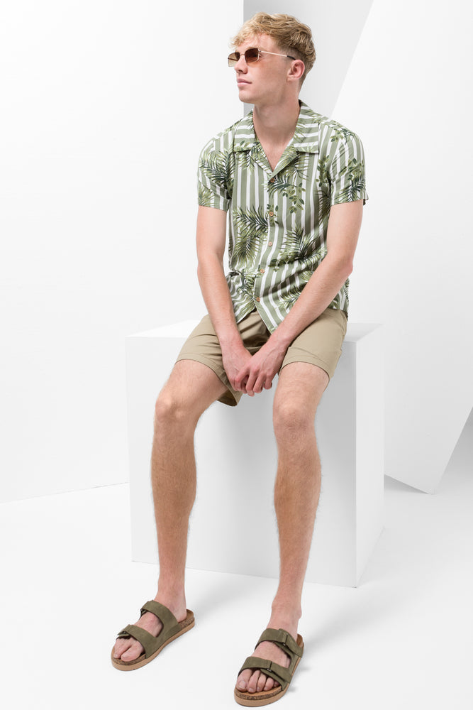 Short Sleeve Shirt White And Green
