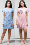 2 Pack Butterfly Flowers Sleepshirts Pink And Blue