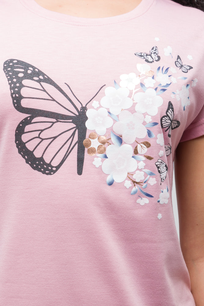 2 Pack Butterfly Flowers Sleepshirts Pink And Blue (3)