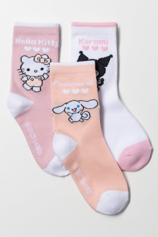 Hello Kitty 3 Pack Anklet Socks Pink