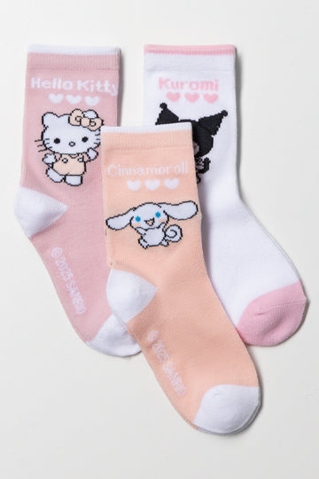 Hello Kitty 3 Pack Anklet Socks Pink