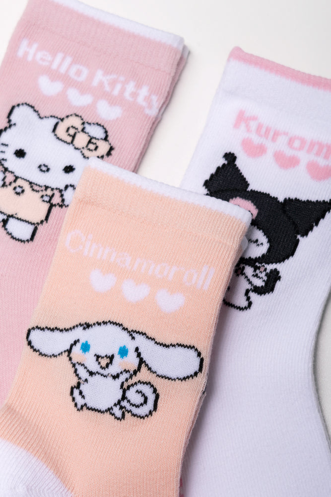 Hello Kitty 3 Pack Anklet Socks Pink (1)