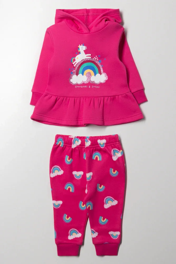 Hooded Peplum Tracksuit Pink