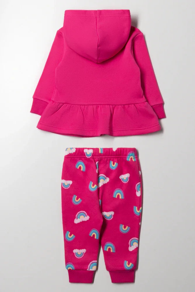 Hooded Peplum Tracksuit Pink (3)
