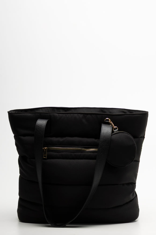 Large Puffer Tote Bag Black