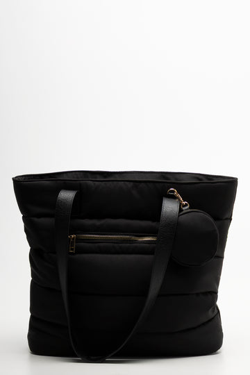 Large Puffer Tote Bag Black