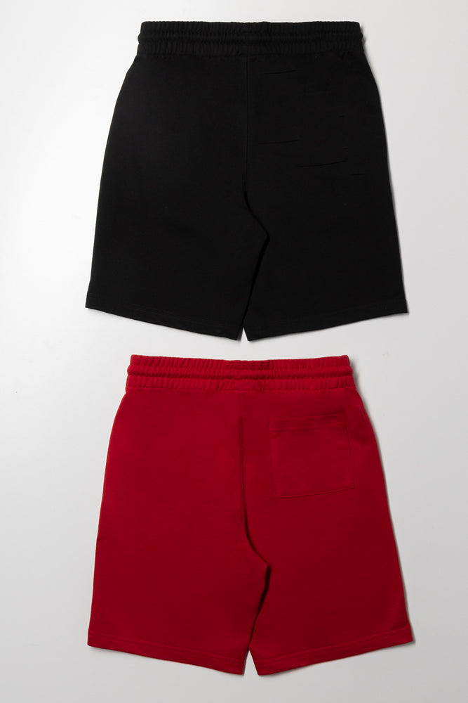 2 Pack Knit Shorts Black & Red (2)