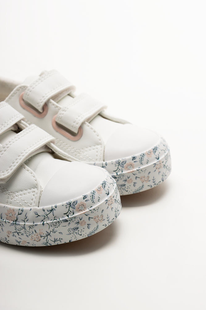 Floral Sole Sneakers White (2)