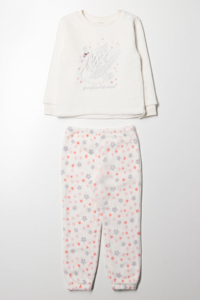 Swan Fleece Pyjama Set Cream