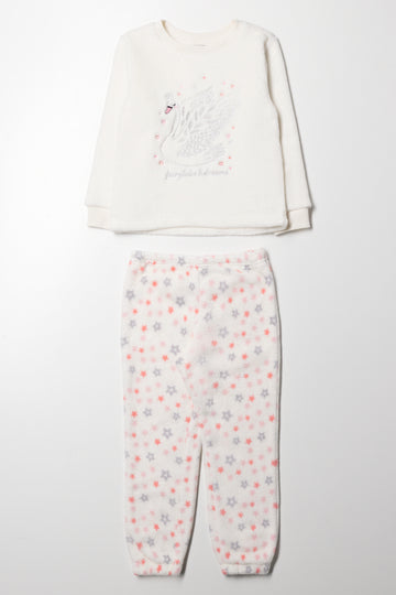 Swan Fleece Pyjama Set Cream