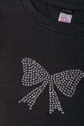 Bow Crew Neck Rib Top Black (1)