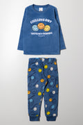 Smiley Long Sleeve Pyjama Set Blue