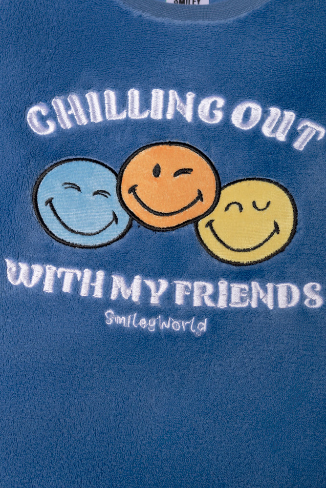 Smiley Long Sleeve Pyjama Set Blue (1)
