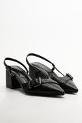 Buckle Sling Back Heels Black