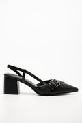 Buckle Sling Back Heels Black (1)
