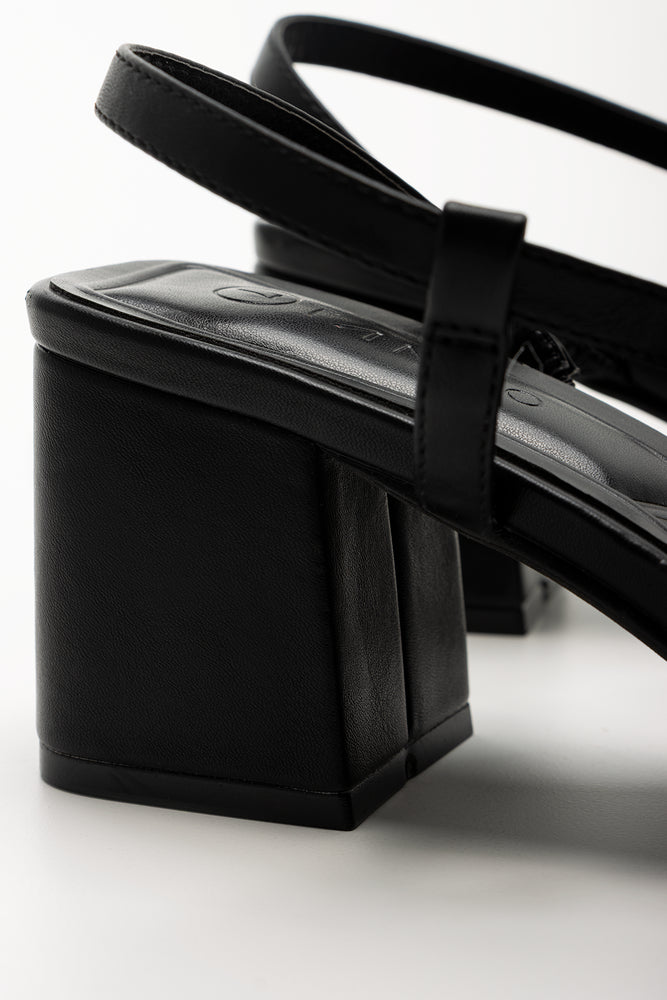 Buckle Sling Back Heels Black (3)