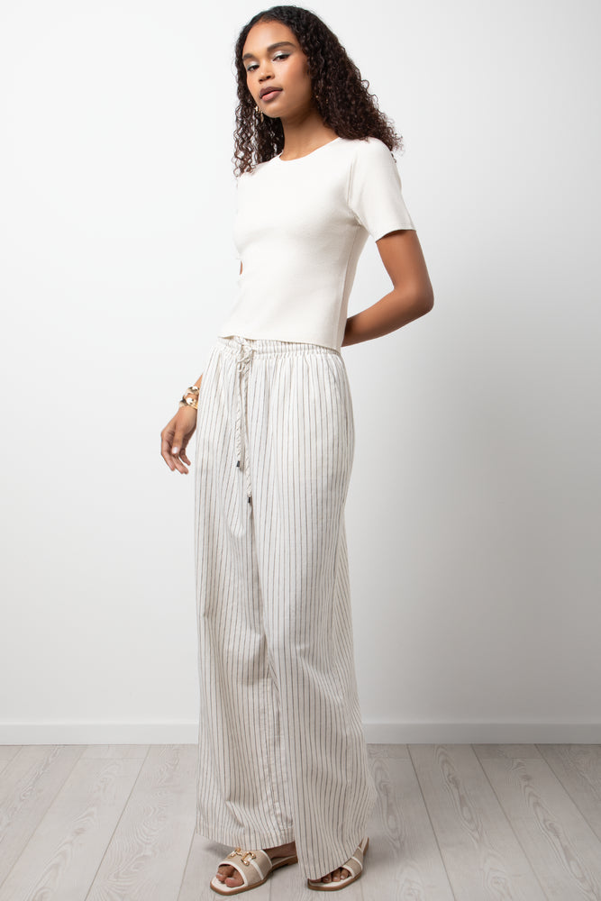 Short Sleeve Crew Neck Top Natural (1)
