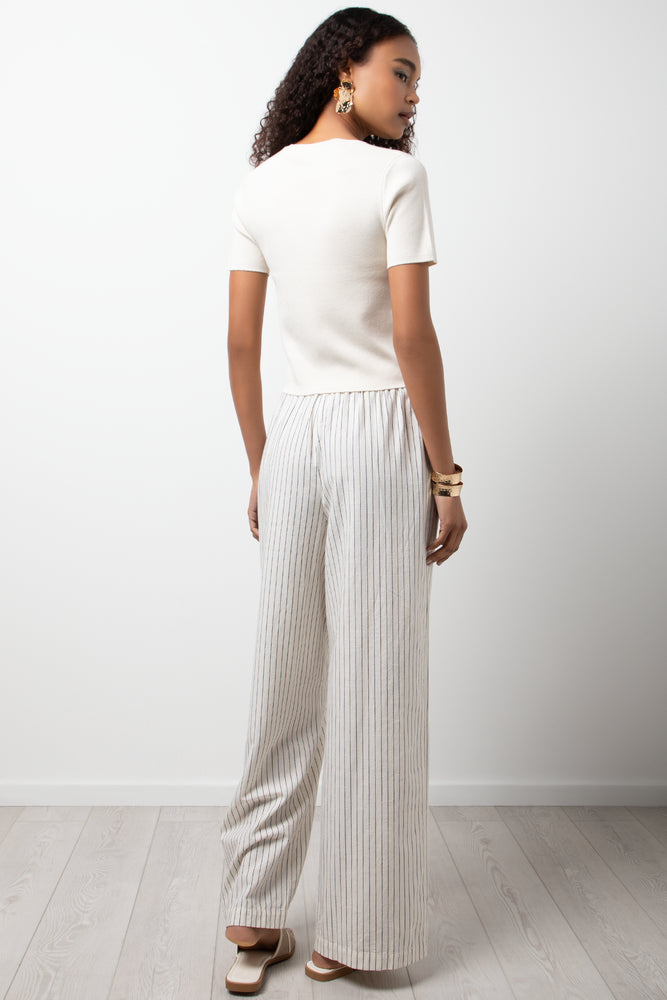 Short Sleeve Crew Neck Top Natural (2)