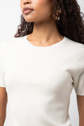 Short Sleeve Crew Neck Top Natural (3)
