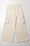 Wide Leg Cargo Trackpants Natural