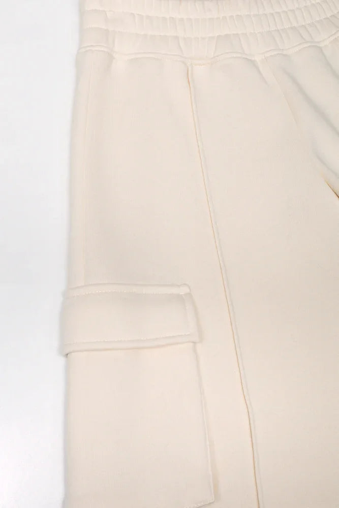 Wide Leg Cargo Trackpants Natural (1)