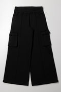 Wide Leg Cargo Trackpants Black